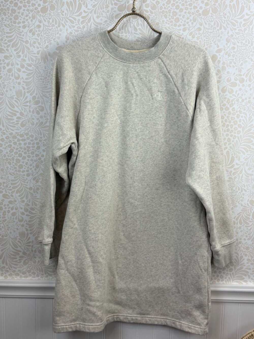 Calvin Klein Jeans Light Gray Archive Logo Fleece Mini Dress - Size - Small - Picture 5 of 8